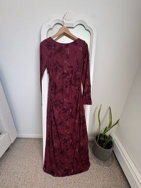 Z Supply Long Sleeve Burgundy Floral Maxi Dress